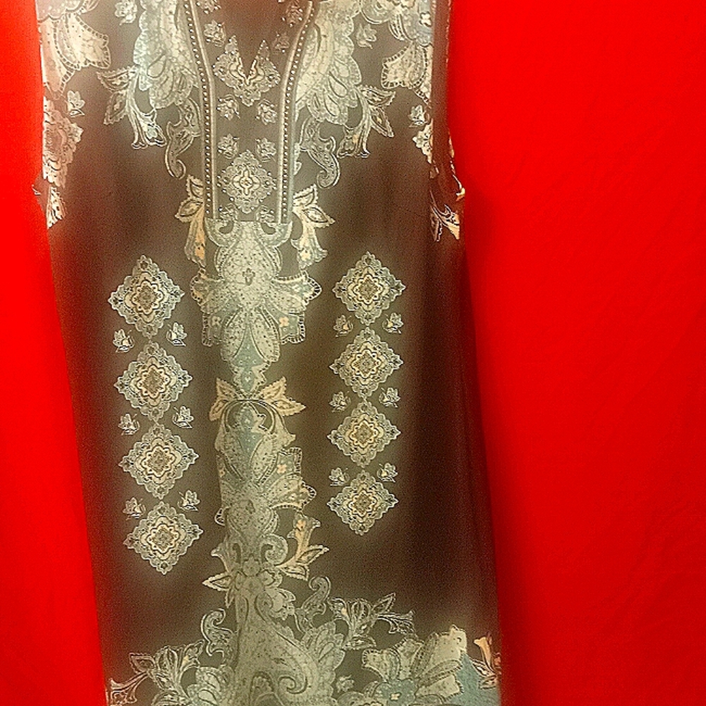 Sheath dress black and turquois,short sleeve v neck